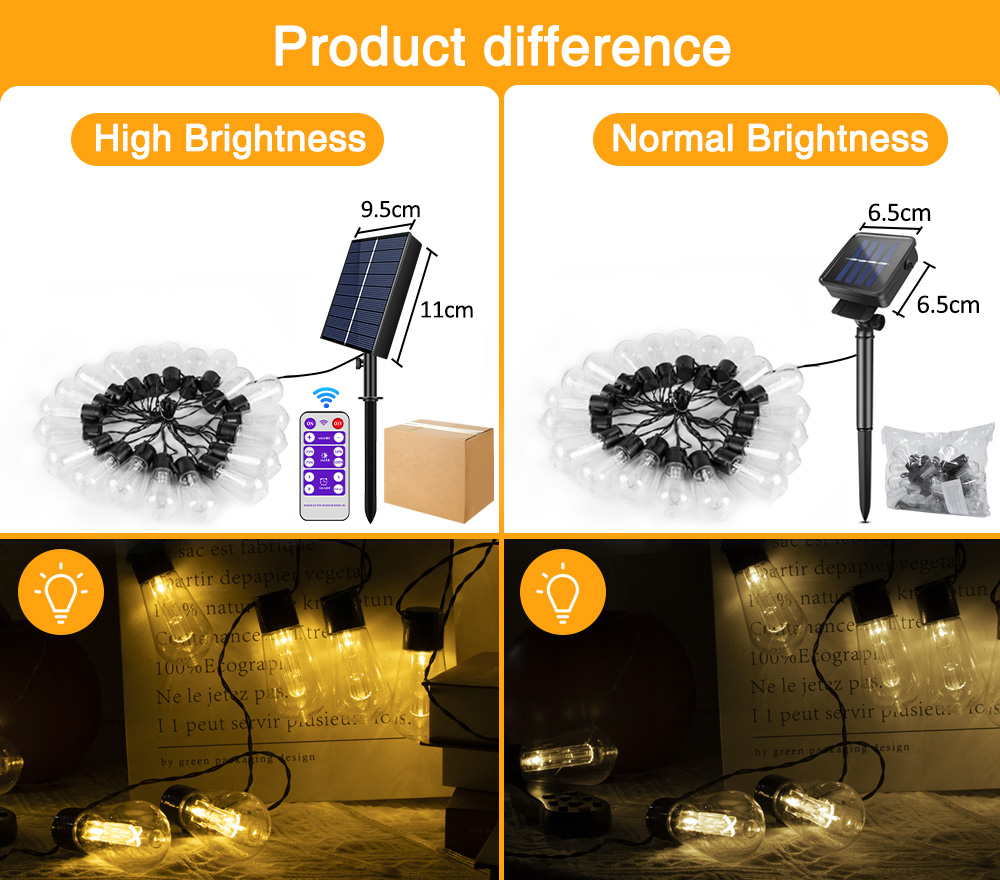 Hohe heller Solar String Lichter, 20FT(8M) 20 lampen Bruch, wasserdicht S14 LED Solar LED lichterkette im freien garten