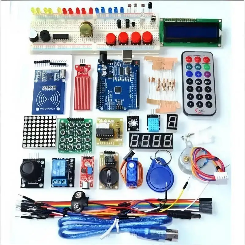 RFID-Lernsuite-Kit, LCD 1602-Relais, LED, verbesserte, fortschrittliche Version, Starter-Kit für Arduino, Open-Source, programmierbarer Roboter-DIY-Kit