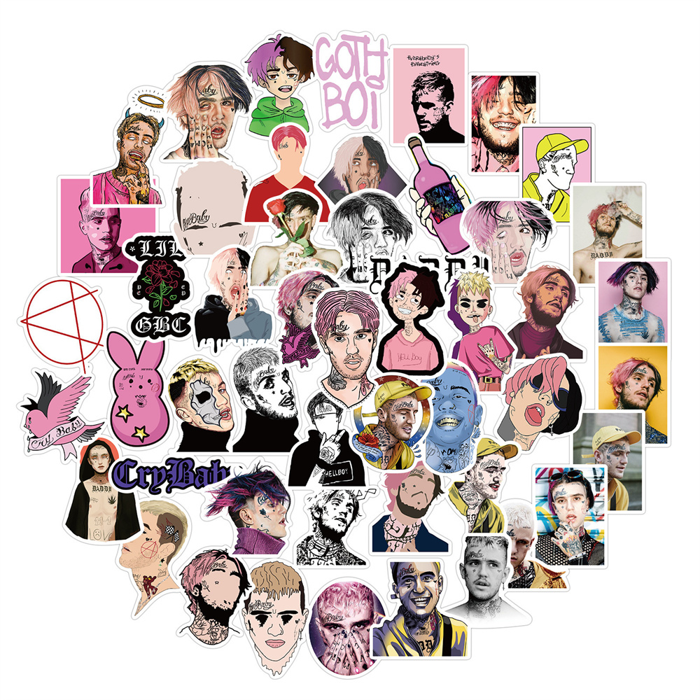 10/30/50 Con Rapper Lil Peep Cá Tính Đồ Bộ Miếng Dán Hành Lý Laptop Ván Trượt IPad Đàn Guitar Tặng Miếng Dán Cho Xe Hơi bán Buôn
