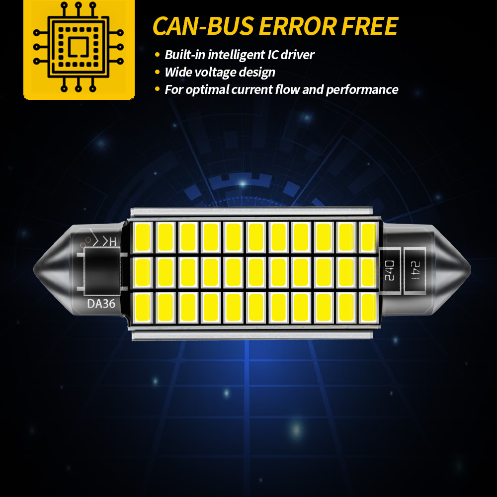 AILEO 10PCS 31 มม.36 มม.39 มม.42 มม.LED CANBUS C10W หลอดไฟ LED C5W 4014 ชิป 12V โคมไฟโดมภายในรถสีขาว 6000 K ข้อผิดพลาดฟรี