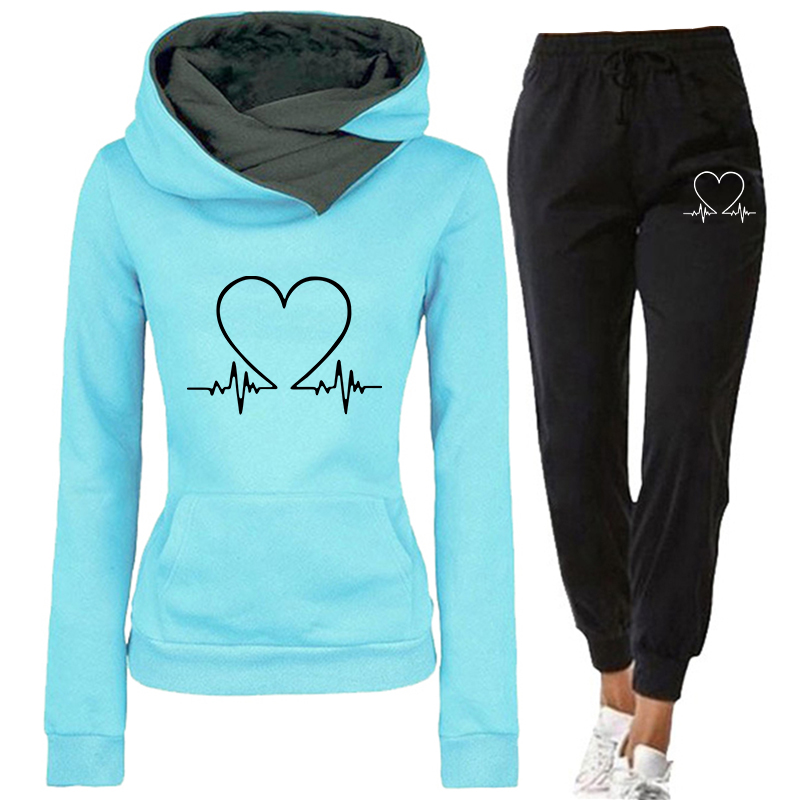 Chándal para mujer, sudaderas cálidas con capucha para otoño e invierno, pantalones de chándal para correr para mujer, ropa versátil de moda para mujer, trajes deportivos