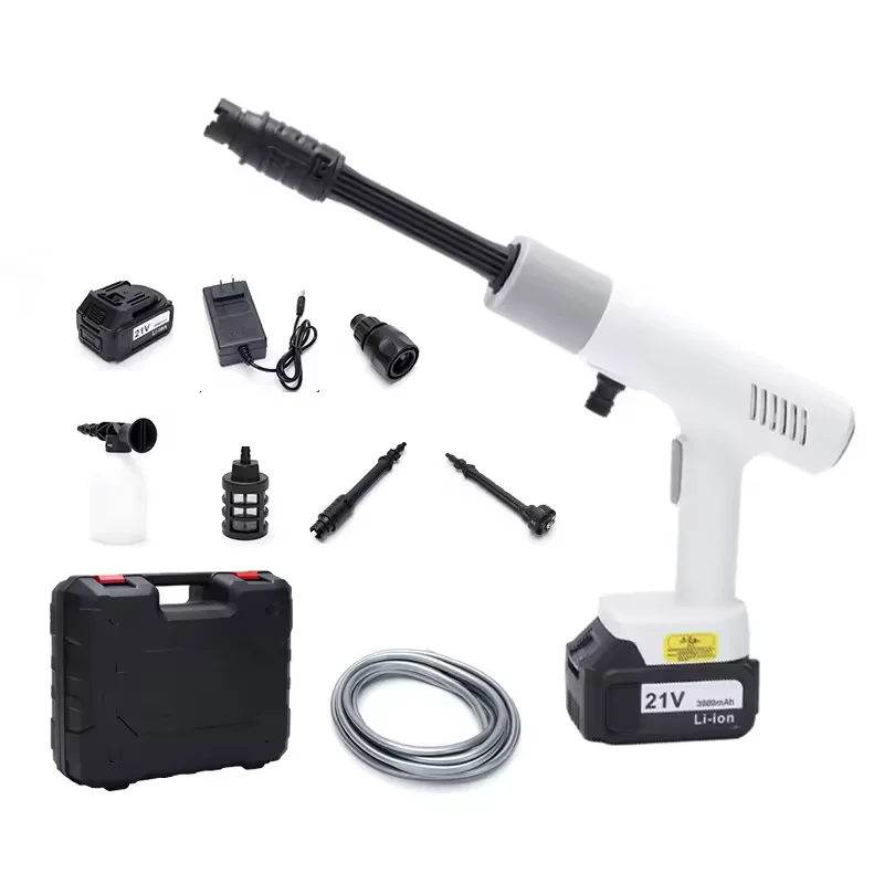 Nexest bateria de lítio 21v 24v 48v sem fio portátil de alta pressão portátil cuidados com o carro lavadora de limpeza sem fio água pistola de lavagem de carro