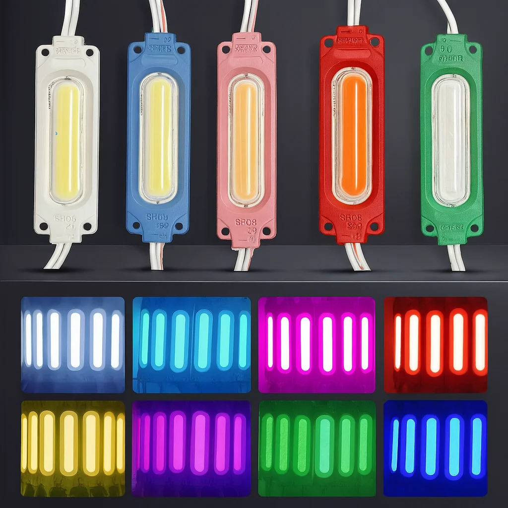 Hurtownia 10 sztuk/partia Moduły LED COB 12V, Wodoodporne podświetlenie IP65 do banerów/znaków sklepowych, Wielokolorowe i ciepłe białe dekoracje świąteczne