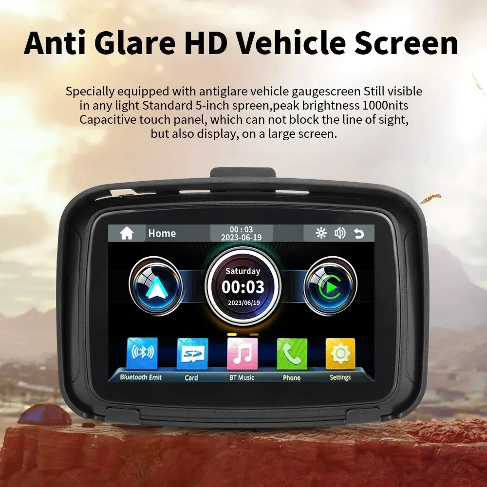 Ekiy-Carplay inalámbrico para motocicleta, dispositivo de 5 pulgadas con Android, navegación portátil automática, pantalla Gps, Ipx7, resistente al agua