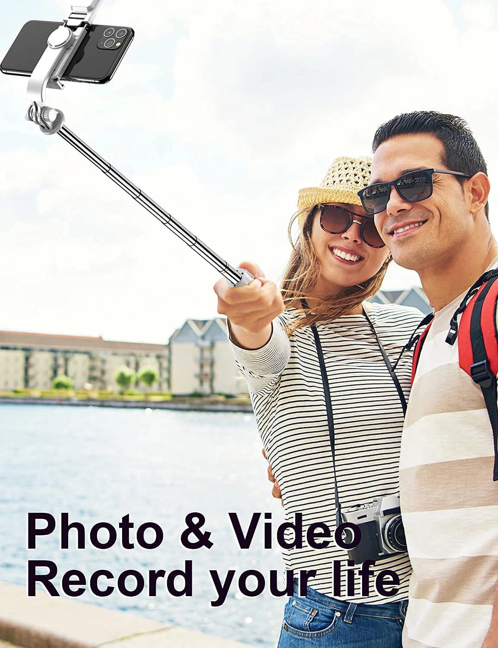 Bastão de selfie sem fio Bluetooth Tripé portátil dobrável com controle remoto do obturador de luz de preenchimento para smartphone Android iPhone