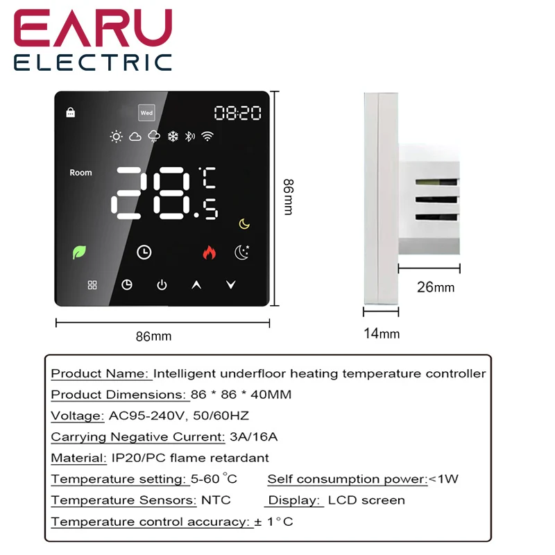 Tuya WiFi Smart Thermostat เครื่องทําความร้อนใต้พื้นไฟฟ้า TRV หม้อต้มแก๊สน้ําอุณหภูมิเสียงรีโมทคอนโทรลสําหรับ Google Home Alexa