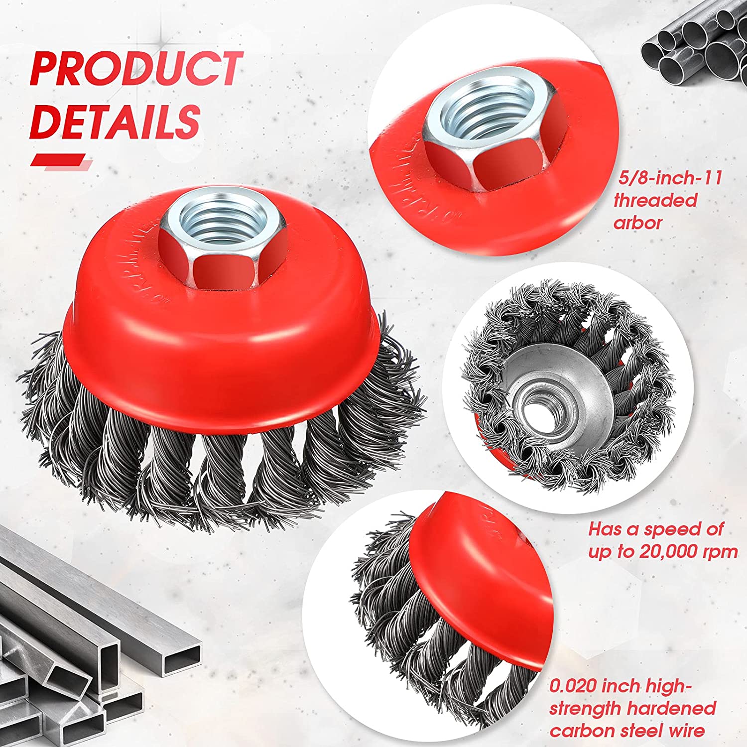 ツイストスチールワイヤーホイール,リング,ブリリアントバーリング,75mm/95mm/100mm,金属およびアングルグラインダー用