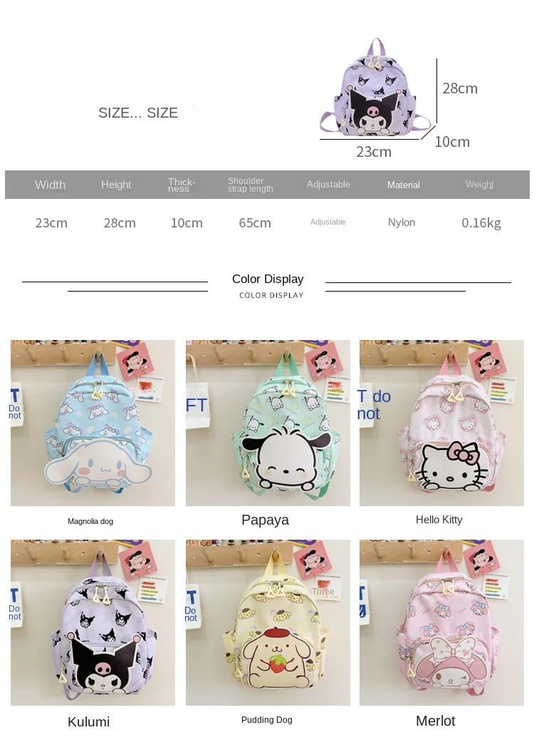 Sanrio Hello Kitty Torby dziecięce Cartoon Śliczne chłopcy i dziewczęta Redukcja obciążenia Plecak do przedszkola Plecak dla dzieci