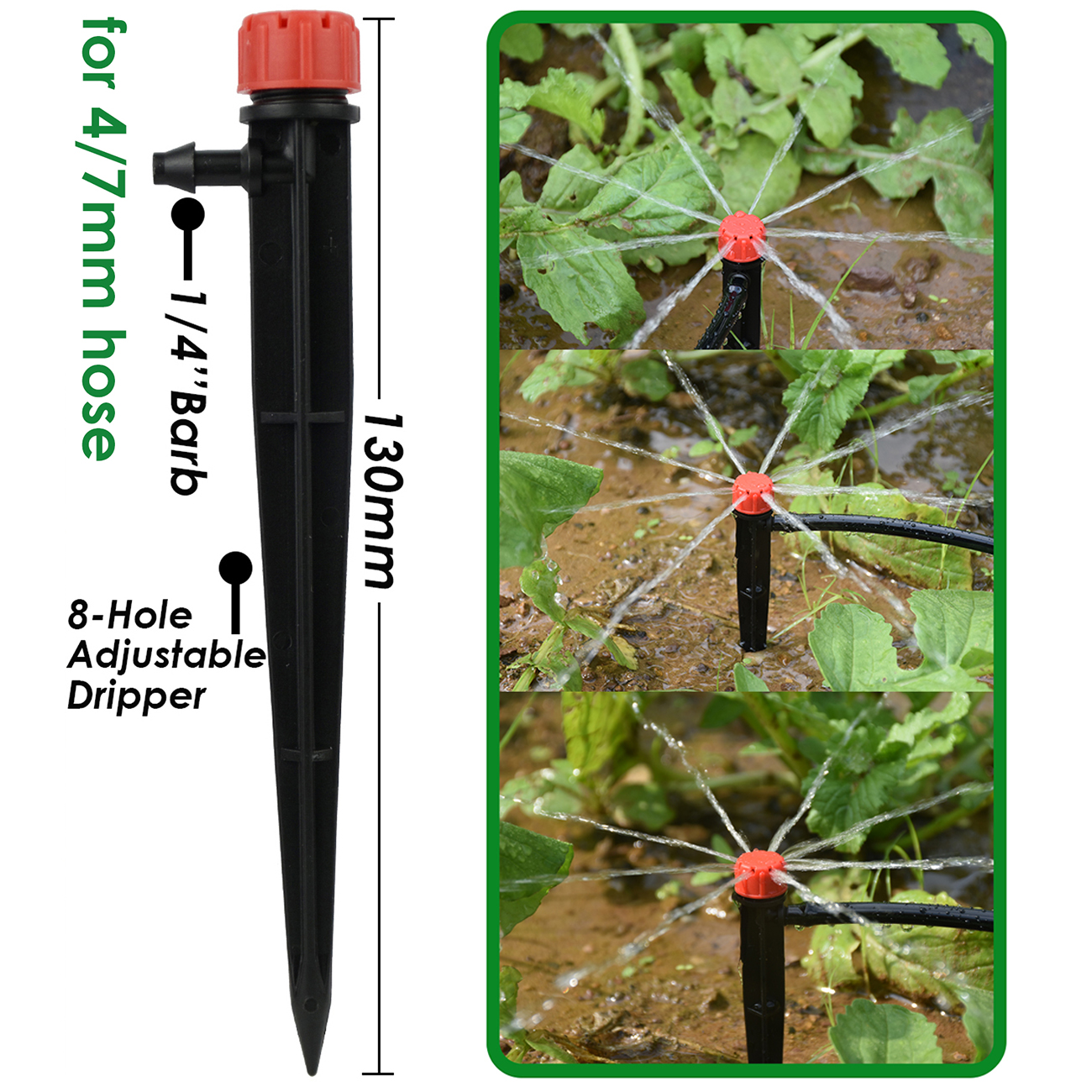KESLA Greenhouse Drip Irrigation 1/4'' 13cm Sprinkler Garden Automatic Watering System Kit for Bonsai Pot Plant Flower Vegetable