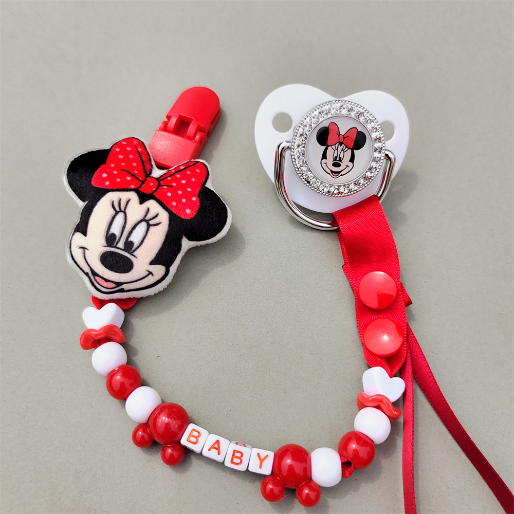 Nuevo Minnie Mouse rojo Bling cabeza pequeña de peluche relleno con algodón Pp nombre personalizado cadena/clip/soporte para maniquí falso más suave