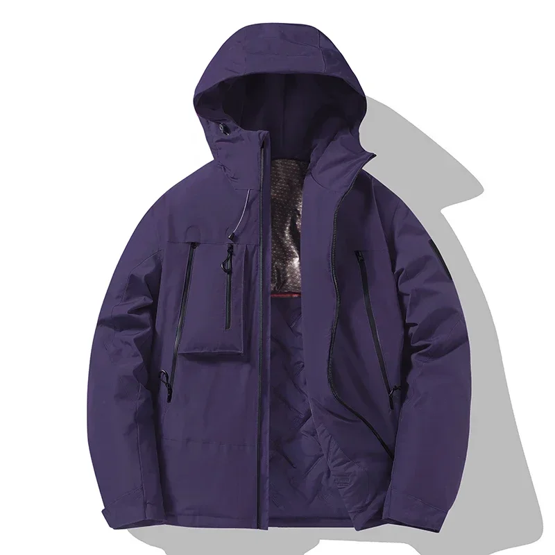 2024 nova jaqueta de inverno das mulheres dos homens ao ar livre esqui à prova dwaterproof água grafeno quente com capuz parka masculino rua casual multi bolso acolchoado jaqueta