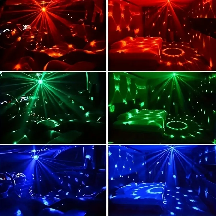 디스코 볼 DJ 야간 조명, 사운드 활성화 RGB 회전 무대 스트로브 램프, 홈 룸 생일 장식, 웨딩 댄스 파티, 1PC