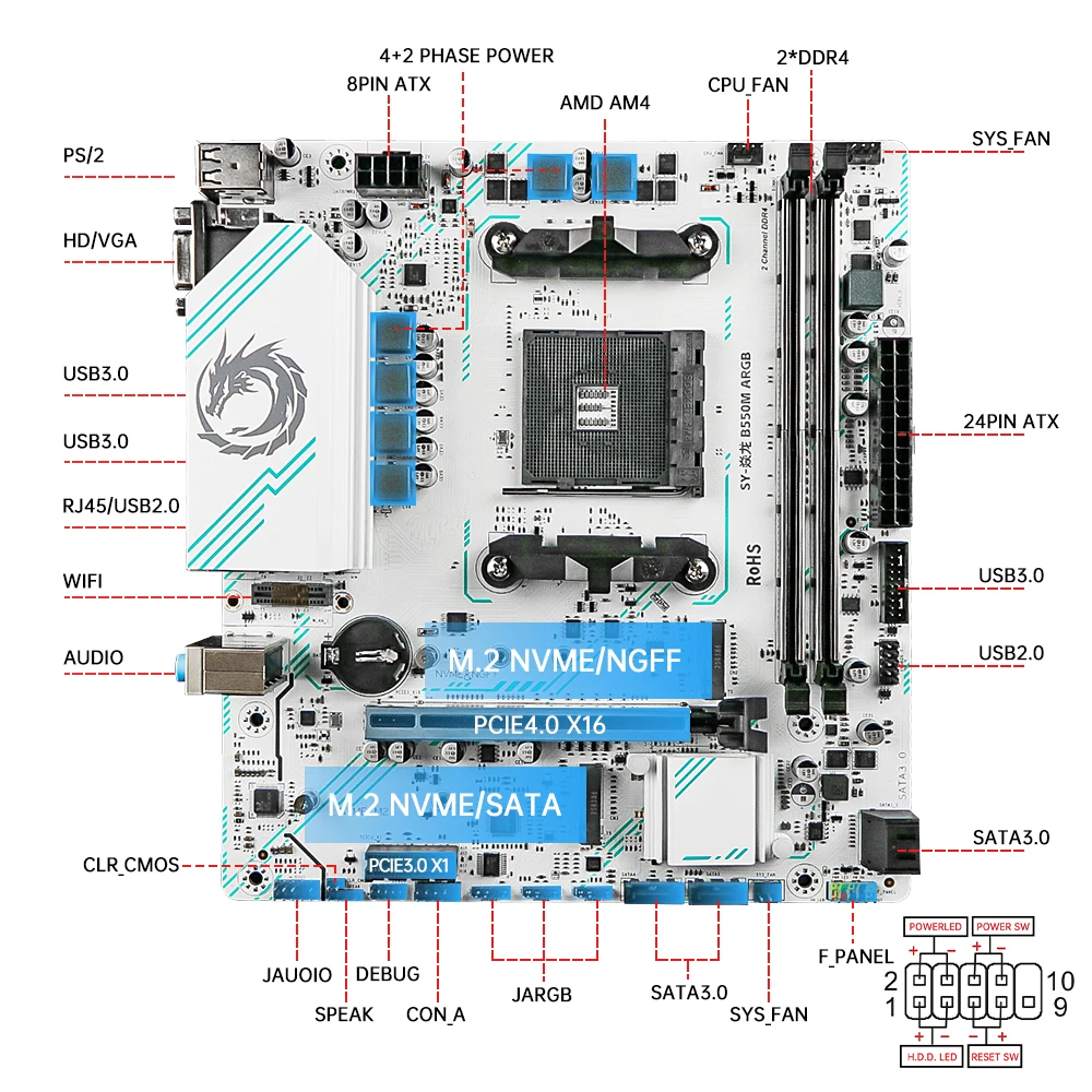 Soyo estreia mundial amd b550m placa-mãe para jogos usb3.2 pcie3.0 m.2 nvme duplo canal ddr4 am4 soquete suporta ryzen 5700x cpu