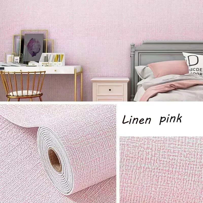 Papel tapiz autoadhesivo grueso 3D de 10m con aislamiento térmico, decoración de lino de color liso, pegatinas de pared, renovación anticolisión
