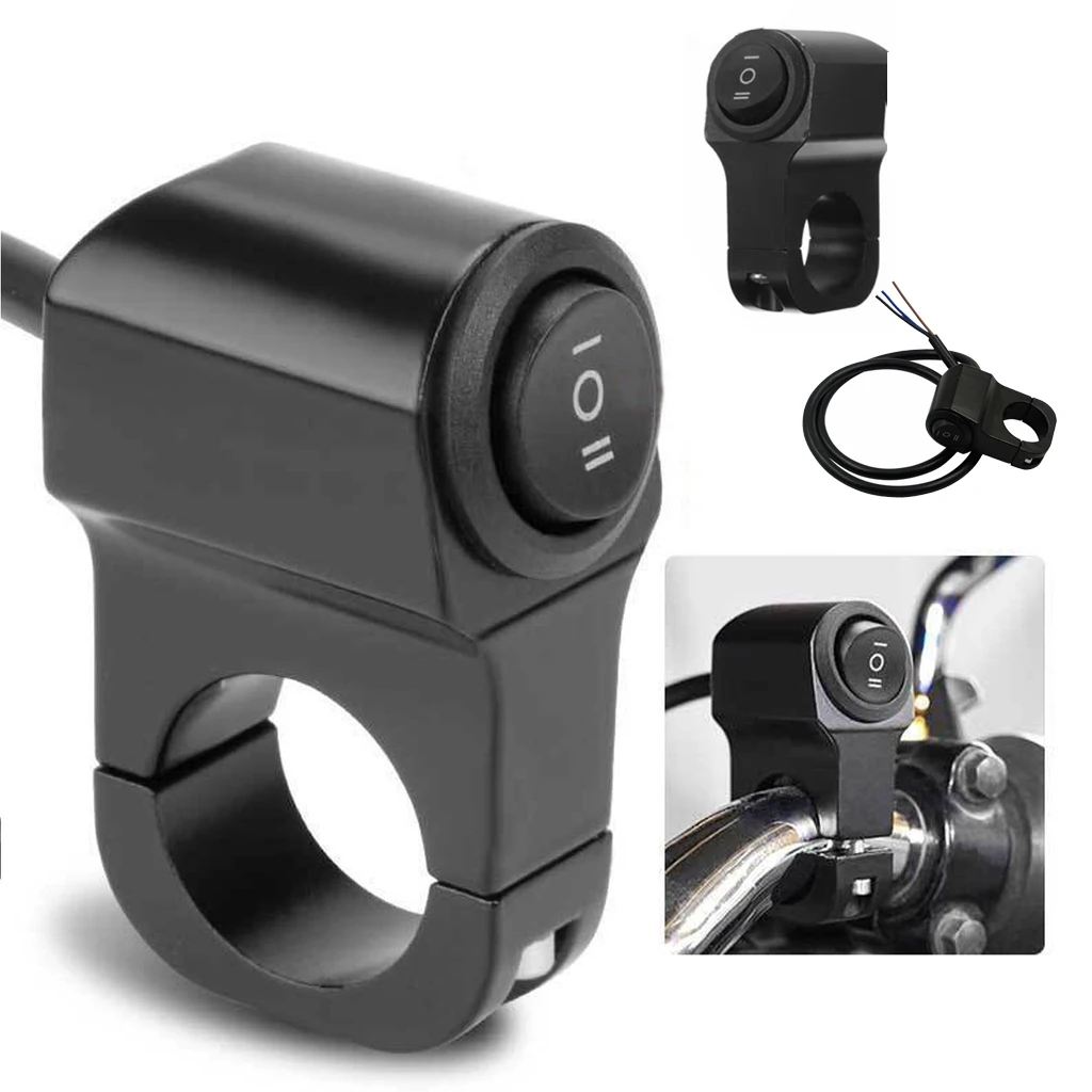 Interruptor Universal de 3 vías para motocicleta, Mini interruptor de luz de conducción con Clip negro