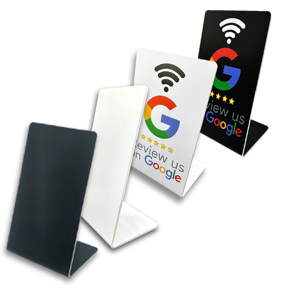 Tarjeta de revisión de Google programable de 13,56 Mhz, pegatinas acrílicas para mesa de estación NFC, soporte NFC resistente al agua, tarjeta de revisión de Google