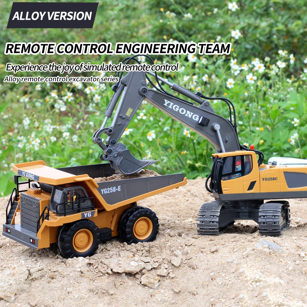 Rc Excavator Bulldozer รถบรรทุกของเล่นเด็ก 2.4G รีโมทคอนโทรล Dumper วิศวกรรมยานพาหนะรถแทรกเตอร์ Crawler ของขวัญวันเกิดเด็ก