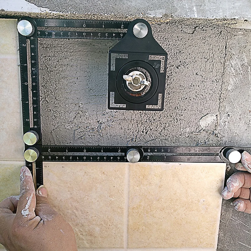 Regla de medición multiángulo profesional DIY, herramienta plegable de aluminio para suelos de azulejos de madera ​