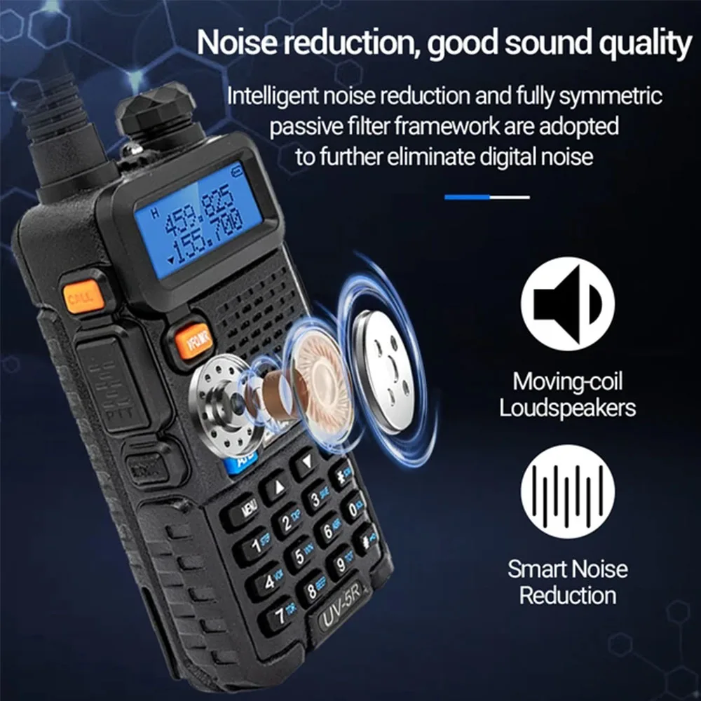 BAOFENG UV-5R True 8W High Power Dual Band Two Way Radio Long Range Handheld Portable Walkies Talkies For Hunting