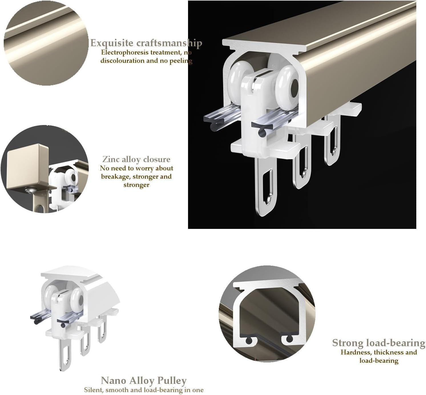 de cortina flexible y resistente, montaje en techo o pared para separadores de habitaciones y cortinas