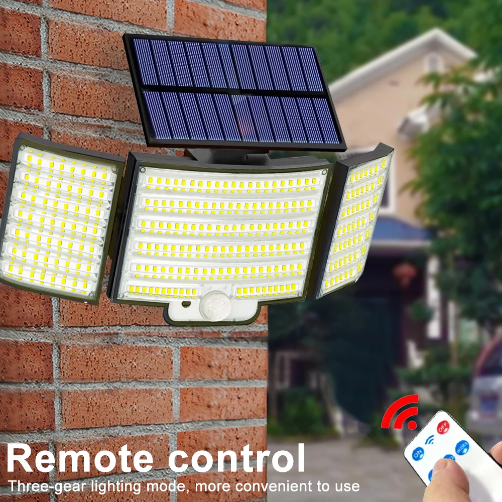 ใหม่ 366LED พลังงานแสงอาทิตย์กลางแจ้งไฟพลังงานแสงอาทิตย์ Security Light Motion Sensor 234LED Wall Light IP65 สวนกันน้ํา