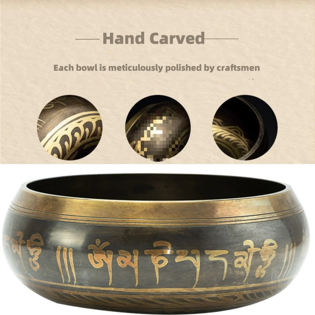 Tibetan Singing Bowl Set 8.5~20CM Size Optional Scripture Bowl Helpful for Meditation Yoga Relaxation Chakra Healing Prayer