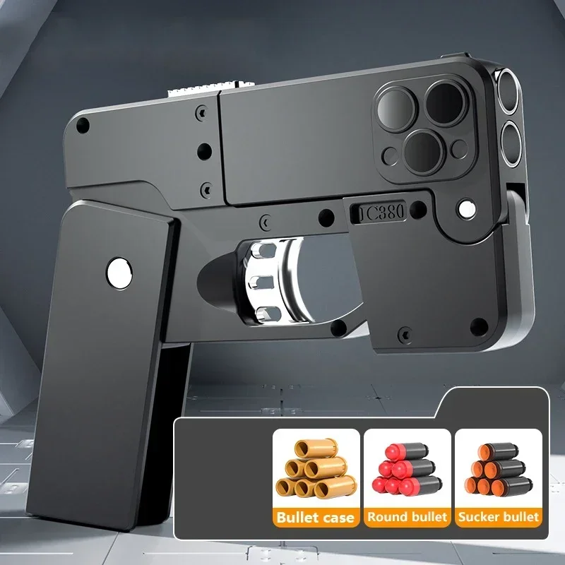Lanzador de balas suave para teléfono móvil plegable, pistola de juguete de simulación para niños, modelo de lanzamiento