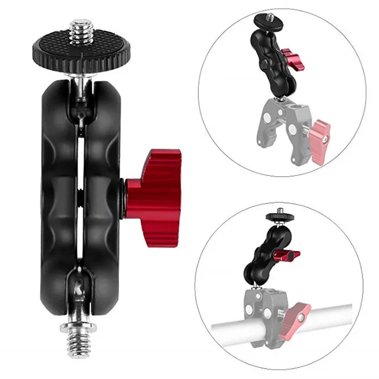 Super Clamp Ball Mount Clamp Magic Arm Super Clamp Multi-function Ball Head with 1/4 Thread for GPS Phone Monitor Video Light