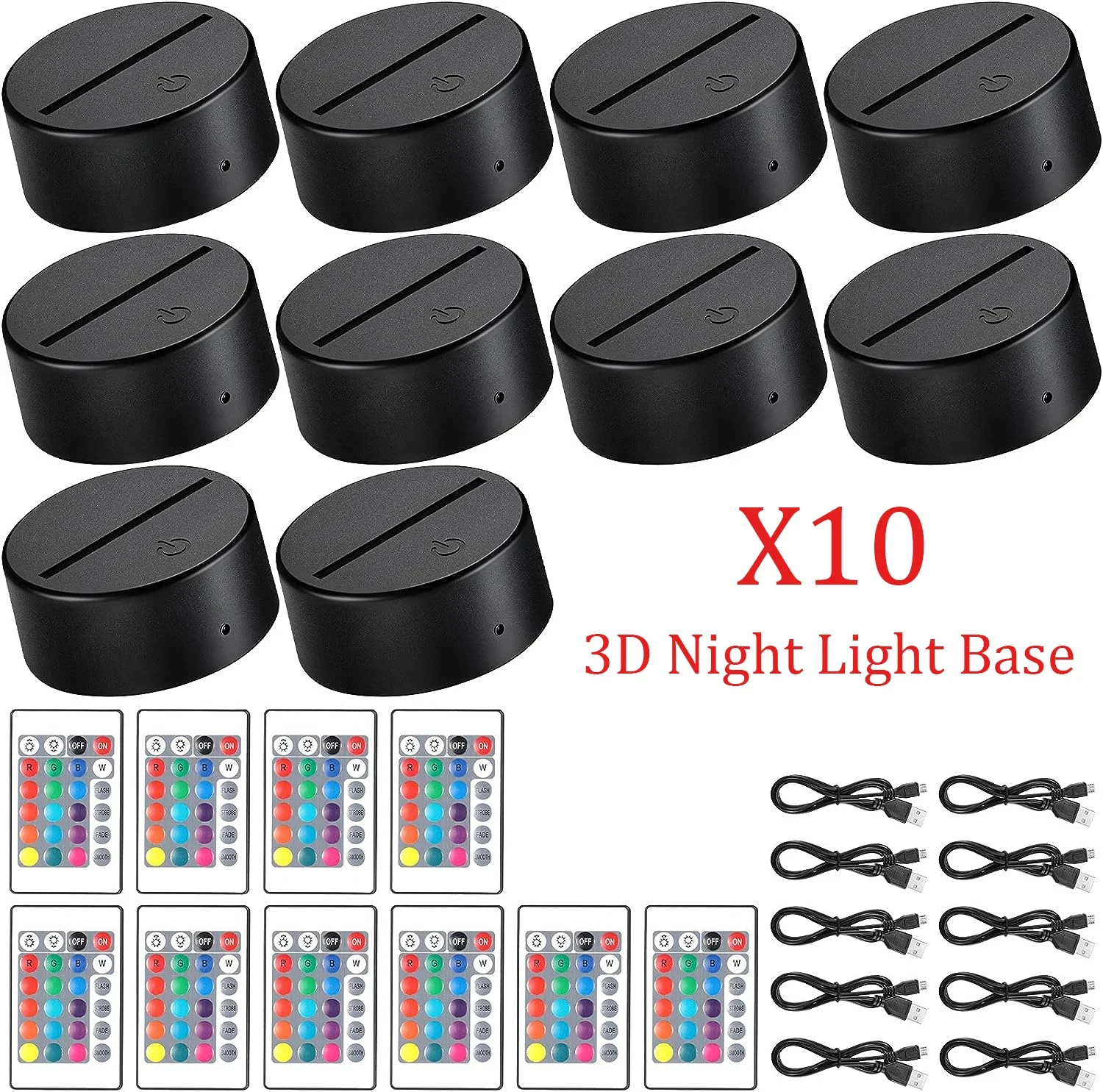 10 pçs 3d led suporte de luz placa acrílica ligh base 16 cores regulável abs usb controle remoto lâmpada mesa estação luz vertical