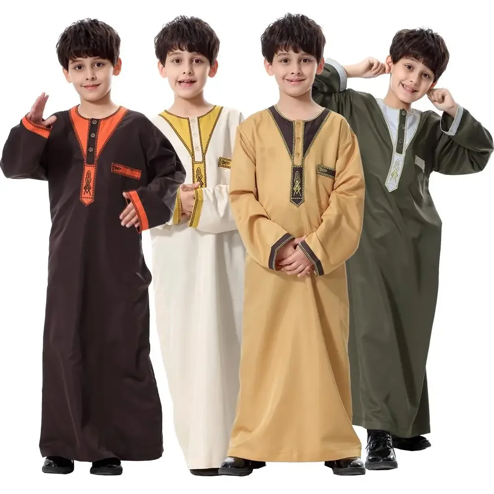 Ramadan Islamische Jungen Dubai Saudi Jubba Thobe Thawb Muslimische Kleidung Kaftan Abaya Kinder Eid Roben Kinder Arabisch Nahen Osten Kleid