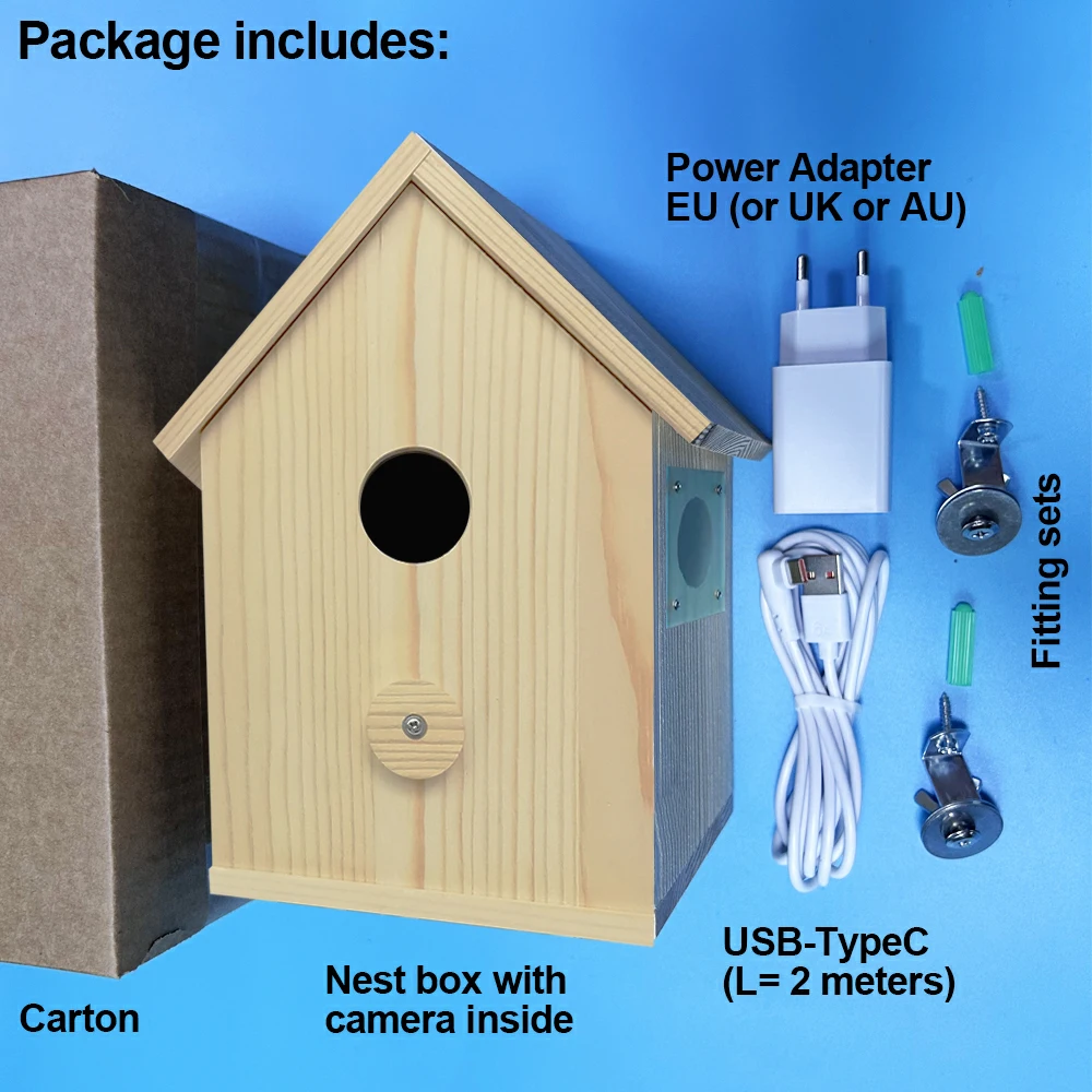 Smart Tuya Bird House 4MP HD WiFi Camera Wireless Birdbox with Night Vision Video Recording SD Card Playback Real Time DIY Gift