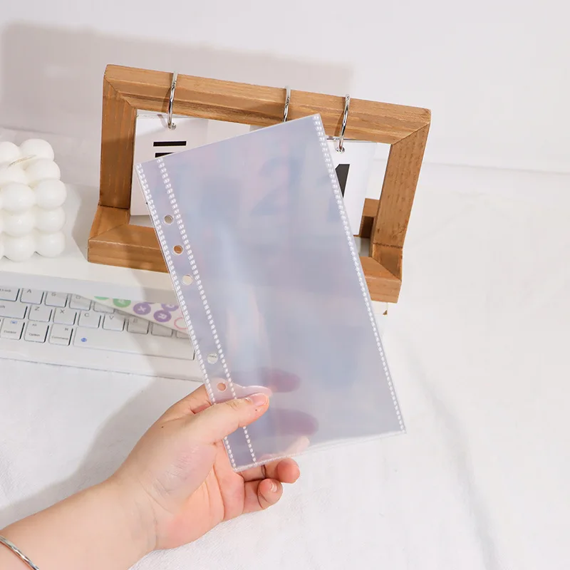 A6 Transparent File Holder Notebook 6 Hole Loose Leaf DIY Document Bag Binder Rings PVC Storage Binding