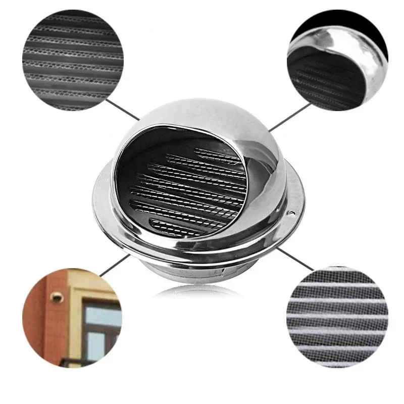 สแตนเลสสตีลเพดาน Air Vent ท่อระบายอากาศท่อไอเสีย Grille กันน้ํา Outlet ช่องระบายอากาศสําหรับฮาร์ดแวร์บ้าน