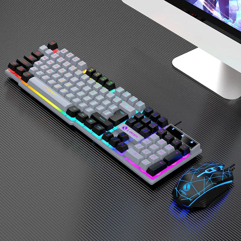 有線キーボードとマウスセットUSB発光機械キーボードとマウスセットPCラップトップコンピュータゲームオフィス用