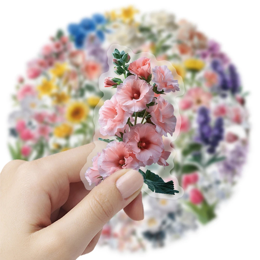 10/30/50 個透明 INS スタイル花ステッカー美的天然植物デカールかわいい DIY 電話静止 PET DIY ステッカー