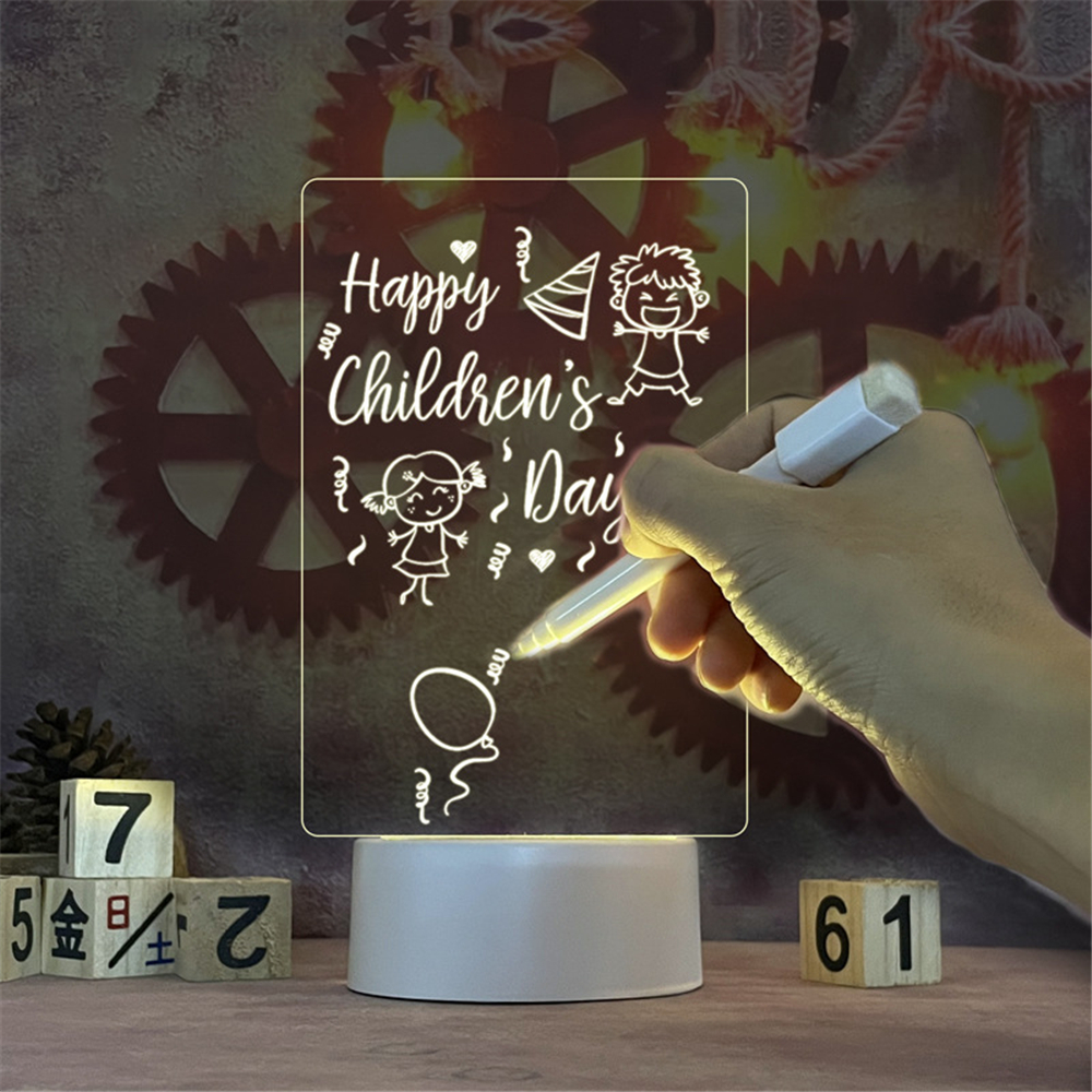 LED Lampe Acryl Nachricht Bord Nacht Licht Wiederbeschreibbare USB Powered kinder Zeichnung Bord Schlafzimmer Nacht Lampe Geburtstag Kinder Geschenk