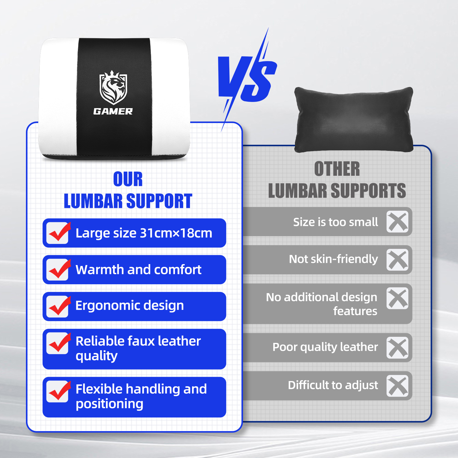 Chaise de jeu ergonomique Daccormax avec support lombaire réglable et appui-tête, conception à dossier haut + repose-pieds pliable pour les joueurs sur PC