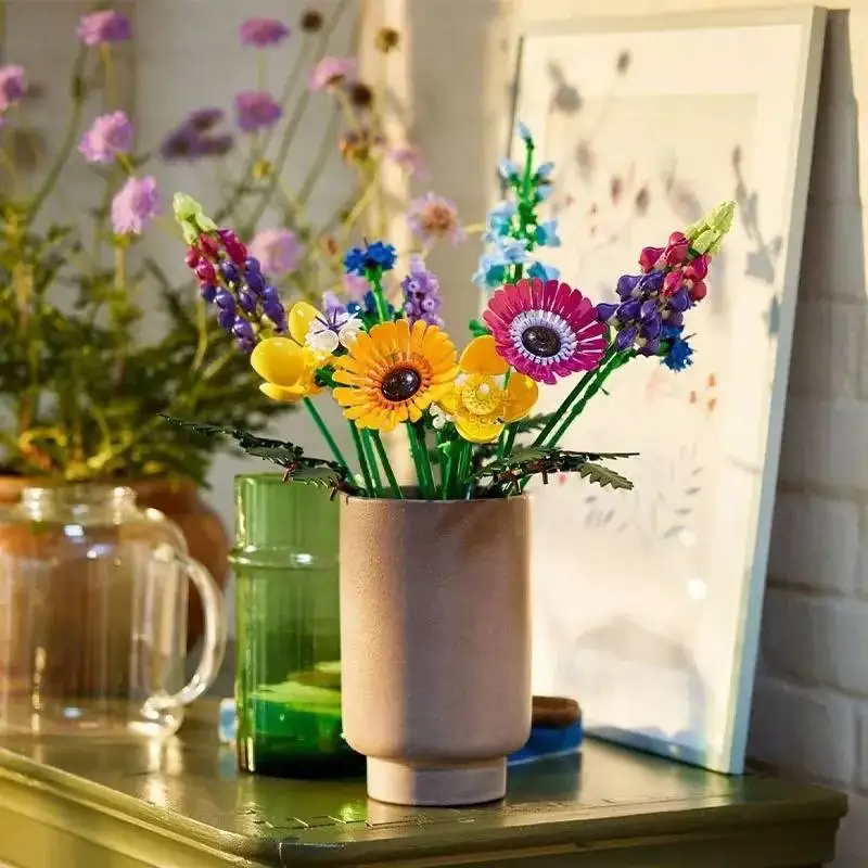 NUOVO 939 pezzi bouquet di fiori rosa romantica fiore artificiale serie di piante per adulti blocchi di costruzione adatti per il regalo di San Valentino