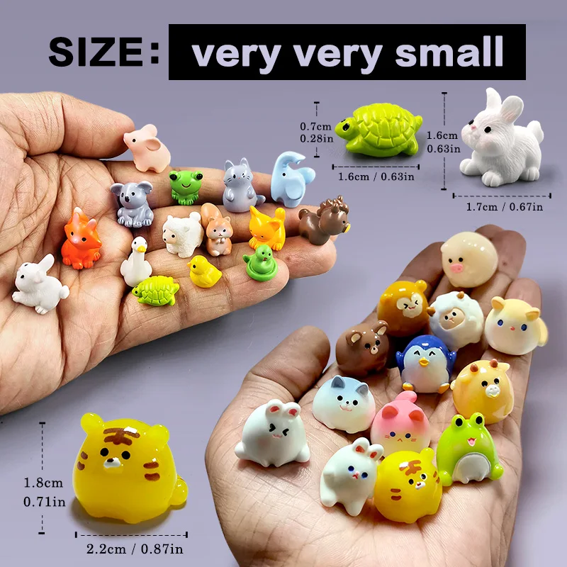 10Pcs Easter Rabbit Dinosaurs Capybara Duck Fox Pig Cat Turtle Frog Bird Figurine Miniature Fairy Garden Decoration Accessories