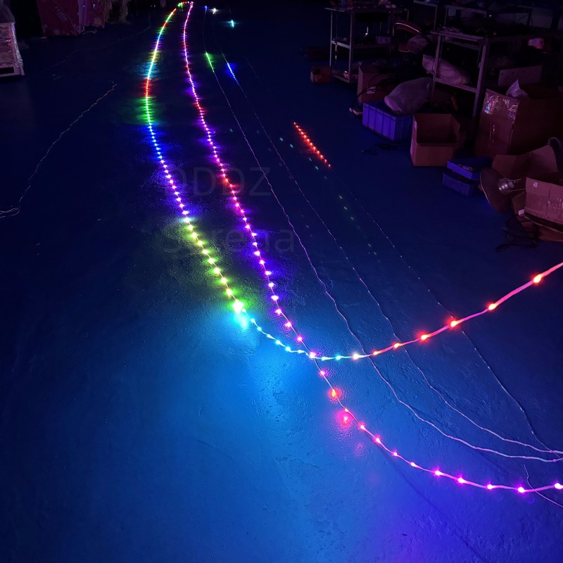 15M or 20M String lights for kite line decoration Big LED delta Inflatable kite with speed and color adjust with meteor flash