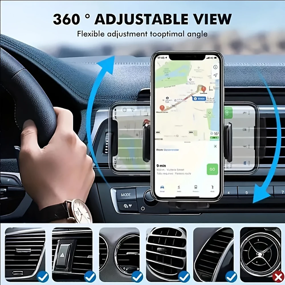 Universele auto-ontluchter telefoonhouder zwaartekracht cliphouder 360 °   Rotatie verstelbare beugel voor iPhone 14 13 12 Samsung Xiaomi
