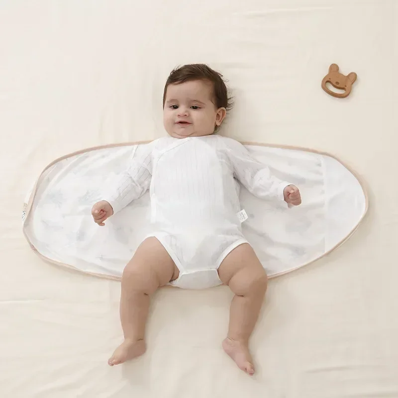 0-6 개월 코튼 베이비 Swaddle Wrap Anti Startle Swaddling Blanket 모슬린 베이비 슬리핑 담요 랩 새로 태어난 얇은 여름