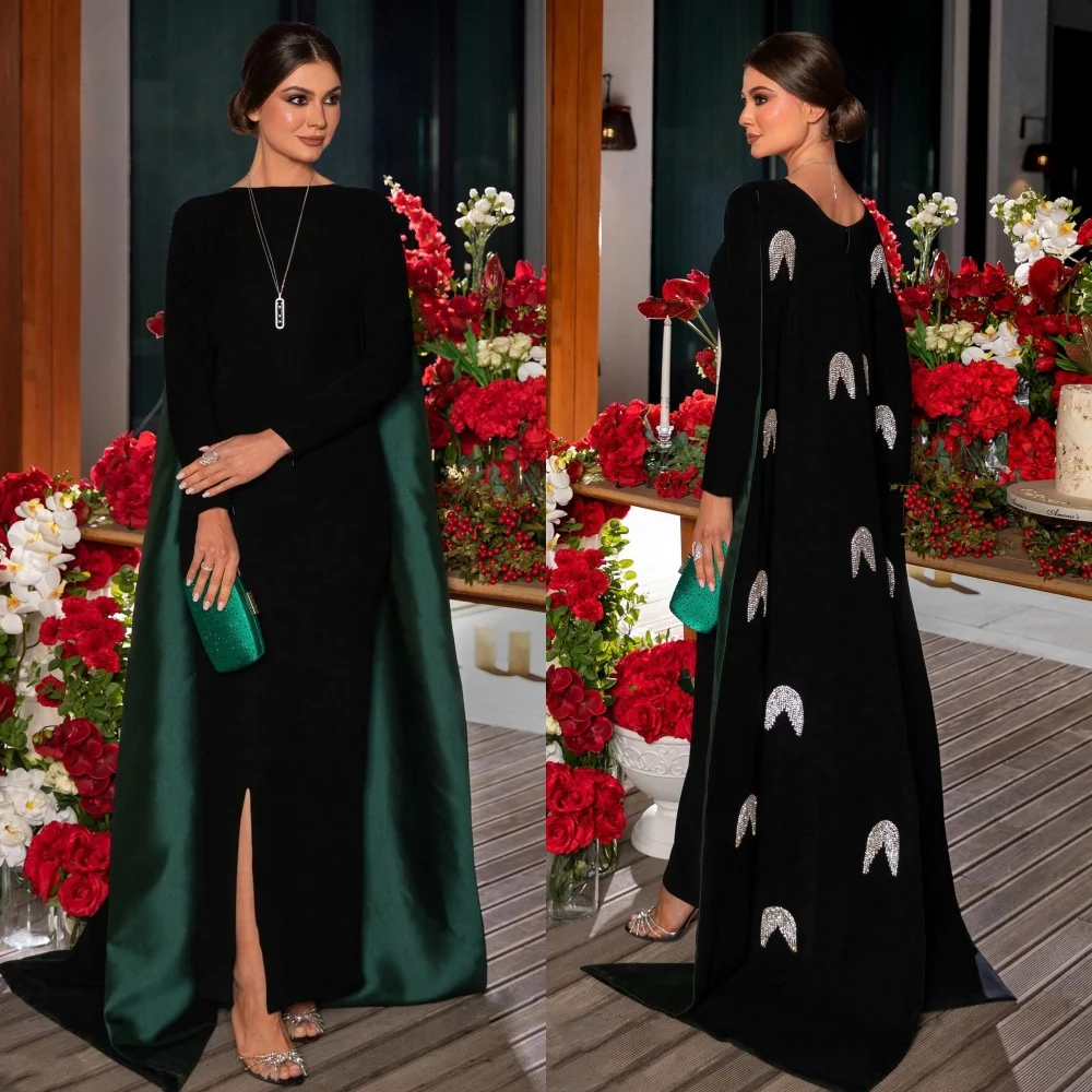 Personalizado requintado formal veludo miçangas lantejoulas em linha reta colher pescoço vestidos longos sob medida vestidos de ocasião alta qualidade sexy