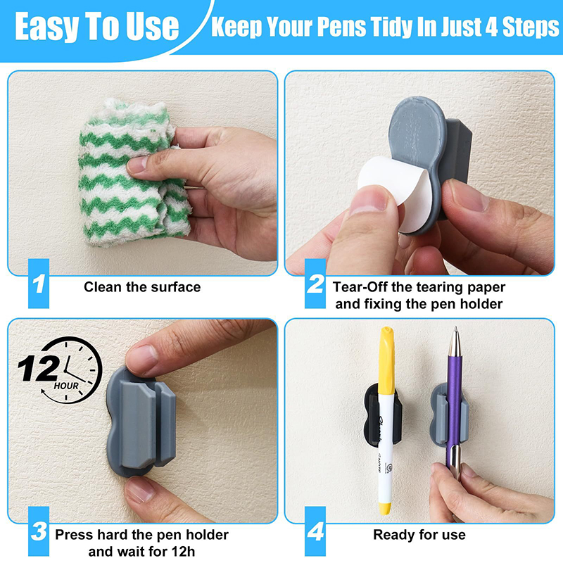 Silicone Pen Holder Anti-lost Anti-fall Self-Adhesive Pen Holder Organizer Desktop Marker Pen Ballpoint Pen Pencil Storage Clip