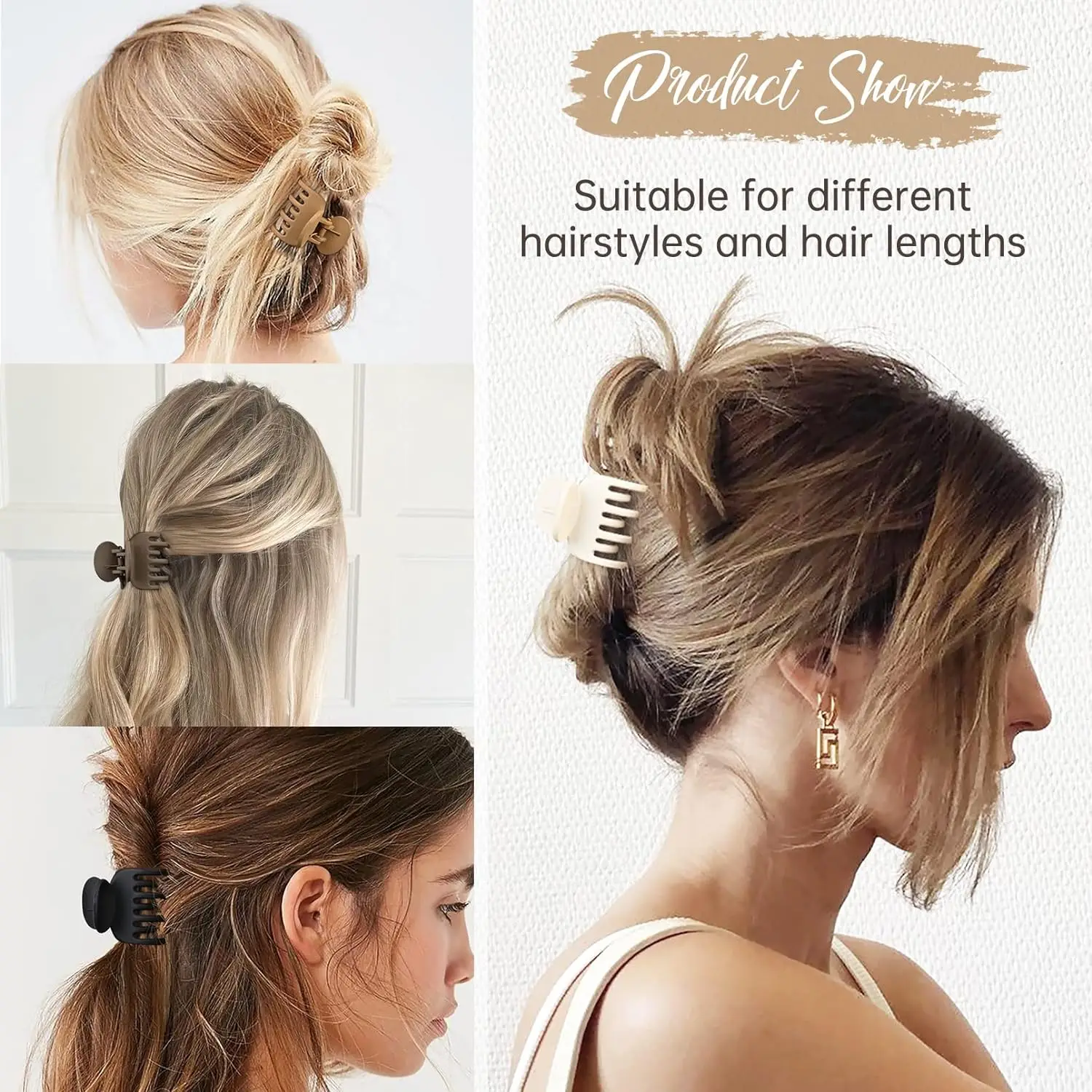 4 pçs pequenos grampos de garra de cabelo para mulheres fileira dupla dentes médio garras de cabelo meninas grampos de cabelo para cabelo fino moda acessórios de cabelo
