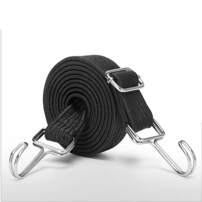 A01F-Verstellbare Bungee-Seile mit Haken-Set, 2 m lange, flache, robuste Elastizitätsgurte, mit verstellbarer Metallschnalle (4er-Pack)