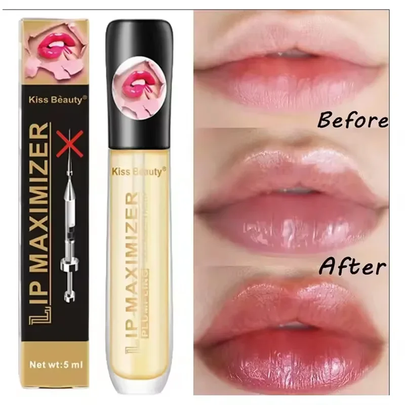 Schnell voluminöses Lip Plumper Serum Sexy Lip Oil Gloss Erhöhen Sie die Lippenelastizität Reduzieren Sie feine Linien Aufhellen Sie die feuchtigkeitsspendende Lippenpflege