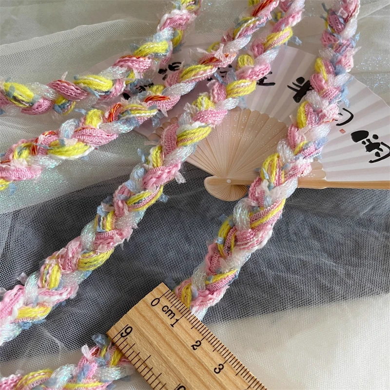 Cinta de encaje de Tweed para ropa, accesorios textiles de bricolaje, 1,5 Cm de ancho, rosa, Amarillo, Azul, pequeño Color fresco a juego, Otoño e Invierno