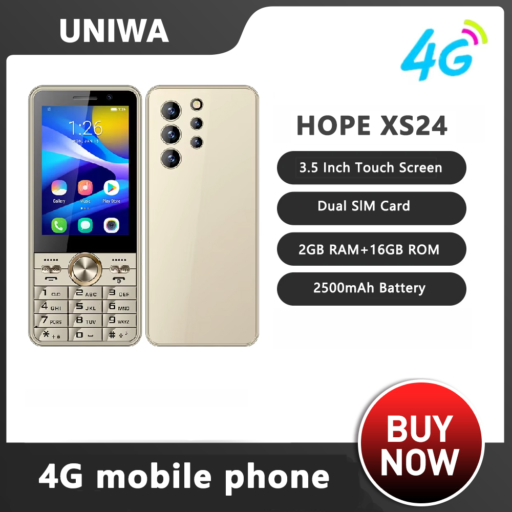 UNIWA HOPE XS24 3.5 Inch Touch Screen Keypad Phone Android 8.1 Dual SIM Quad Core 2GB+16GB 2500mAh 4G Cellphone Whatsapp GPS