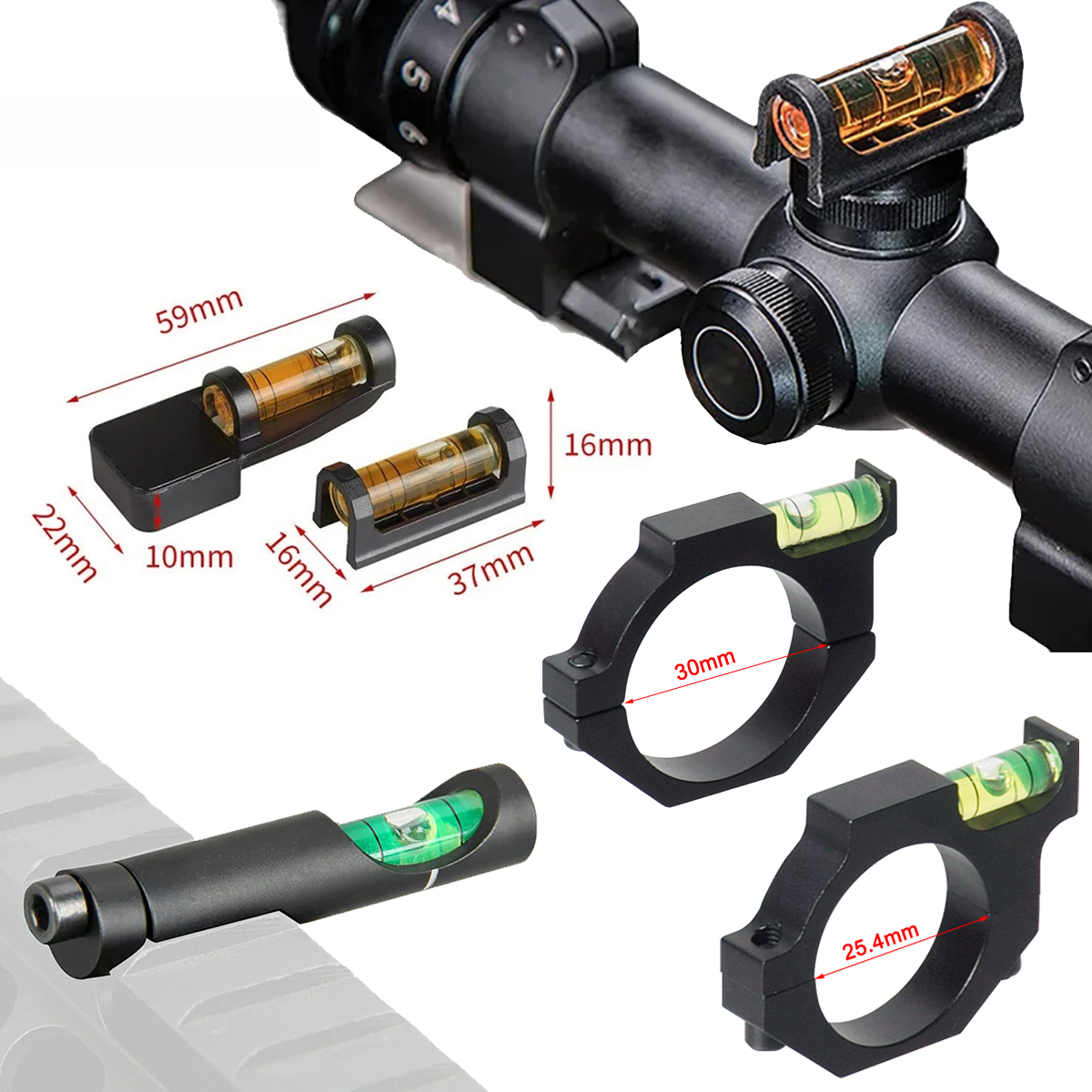 Mira telescópica táctica Universal, nivel de burbuja, equilibrio para anillo de 25,4/30mm, riel Picatinny de 20mm, adaptador de alcance para Rifle de caza